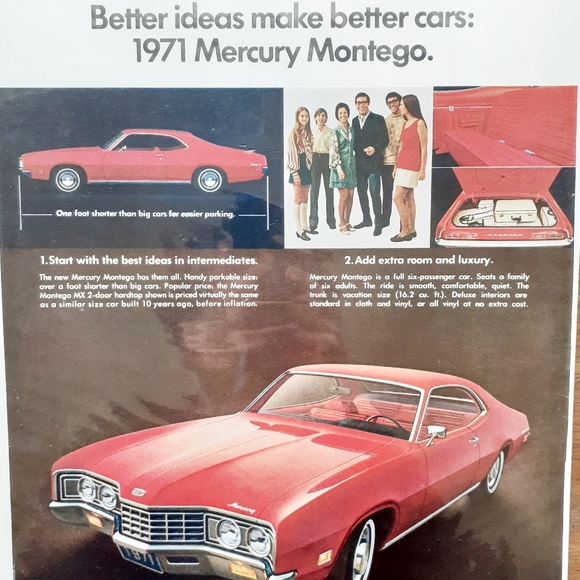 VTG 1971 Mercury Montego Auto Magazine Print Ad - Picture 3 of 8